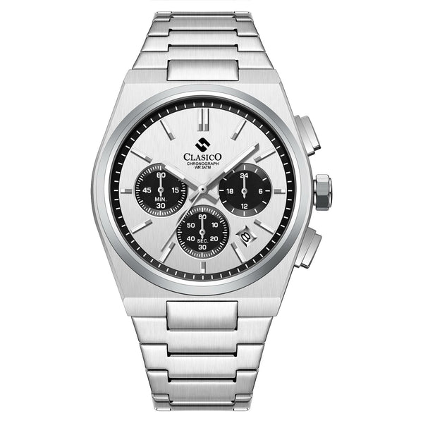 White-Black Dial  | Silver Band