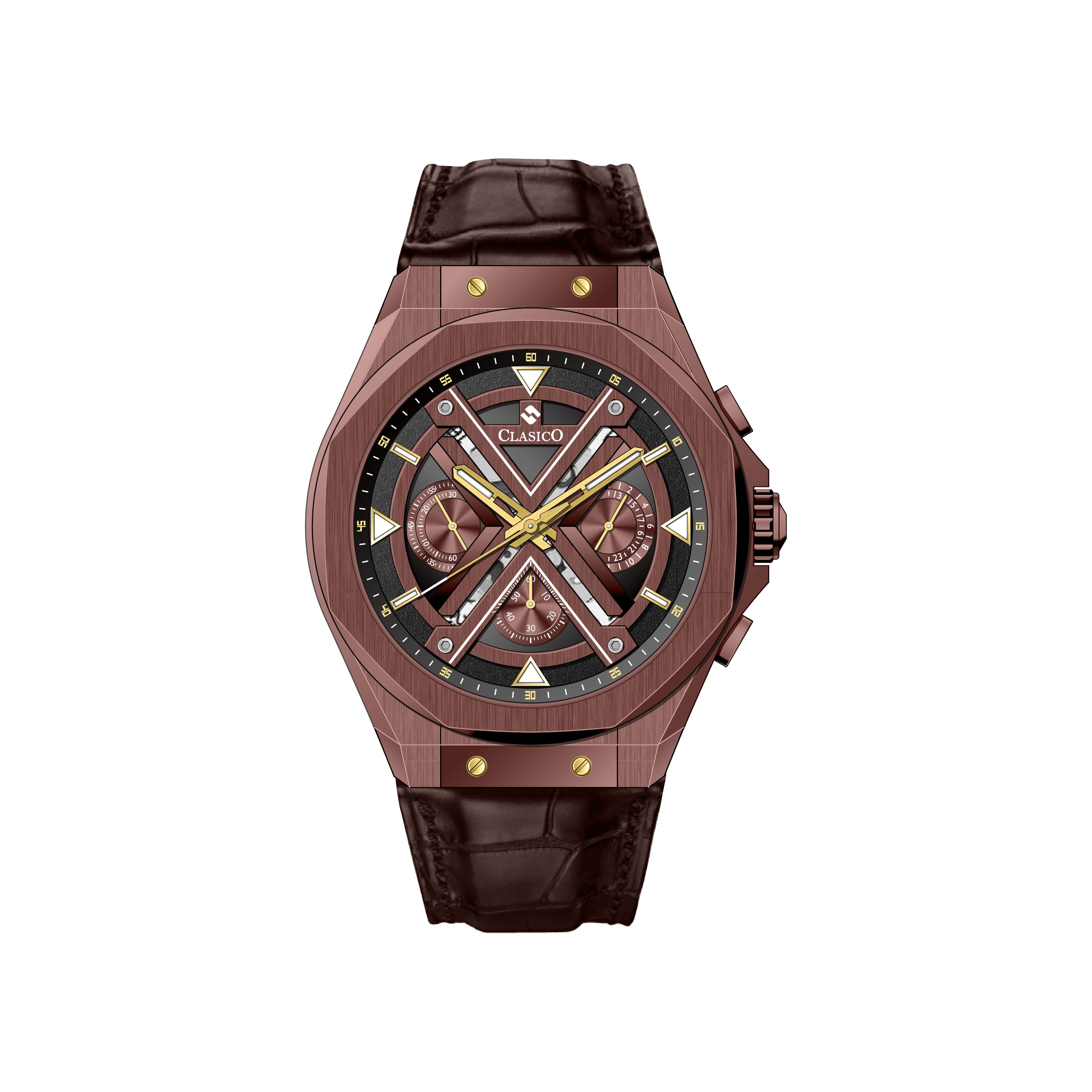 Clasicio Grandeur Viceroy luxury watch featuring a 42mm chocolate brown case with gold-tone accents and a sophisticated multi-dial face.