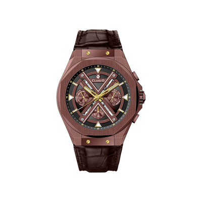 Clasicio Grandeur Viceroy luxury watch featuring a 42mm chocolate brown case with gold-tone accents and a sophisticated multi-dial face.