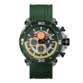 Clasicio Racing Verde chronograph watch from the Obsidian Drive Collection, featuring a 42mm multi-dial face with vibrant green and gold accents.