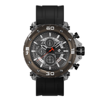 Clasicio Shadow Phantom chronograph watch from the Obsidian Drive Collection, featuring a 42mm all-black multi-dial face with silver accents.