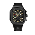 Clasicio Zypher Black chronograph watch featuring a modern square face with an all-black dial and premium black silicone strap.