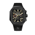 Clasicio Zypher Black chronograph watch featuring a modern square face with an all-black dial and premium black silicone strap.