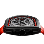 Close-up of the Crimson Noire dial highlighting the Elite Y121 caliber movement and the intricate six-hand chronograph layout.