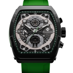 Professional shot of the Verde Mist watch highlighting the premium stainless steel back cover and durable 3 ATM water-resistant design.