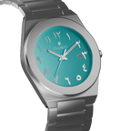Water-proof Clasicio Fayrouz watch in premium stainless steel with a sophisticated brushed metal finish.