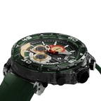 Water-resistant Clasicio Racing Verde watch with a premium 22mm black strap and 12mm case thickness.